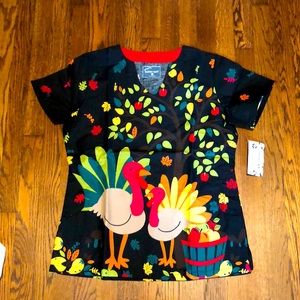 NWT Thanksgiving scrub top.